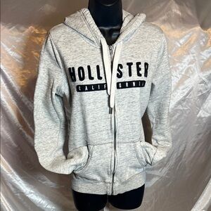 Hollister Light Gray Hoodie with Black Lettering A476